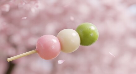 Obraz premium Delicious Mochi Spring Cherry Blossom Dessert