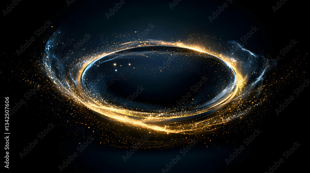Poster abstract cosmic swirl with glowing particles creating a mystical background effect