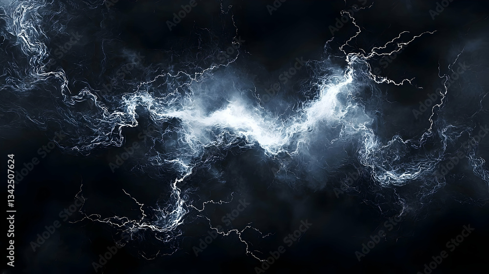 Poster abstract cosmic wave of light particles in dark space creating mysterious atmosphere