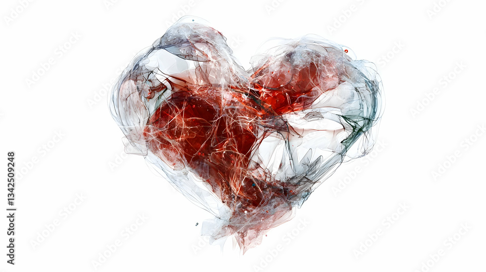 Poster abstract heart shape in vibrant colors representing love and emotion with textured background