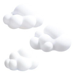 3d clouds set white fluffy clouds floating in a bright blue sky a perfect summer day