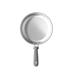 Frying pan with grey handle for cooking needs and icon