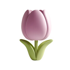 3D Pink Tulip Isolated. 3d flower