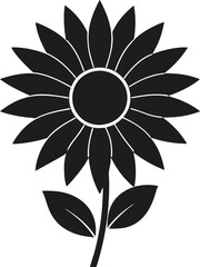 Simple Sunflower Silhouette Vector – Elegant Black Floral Illustration