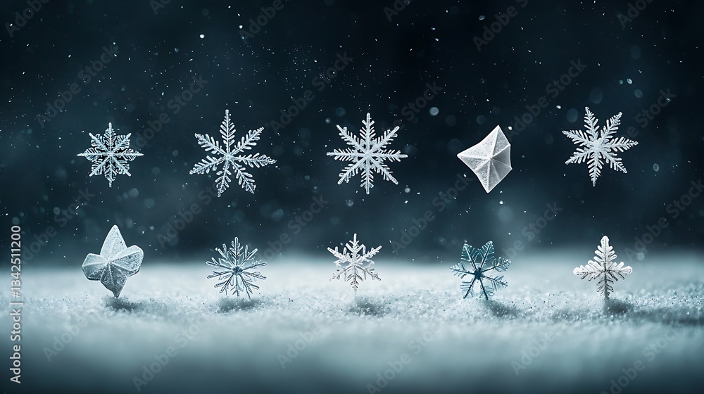 Poster Winter snowflake patterns in the snow