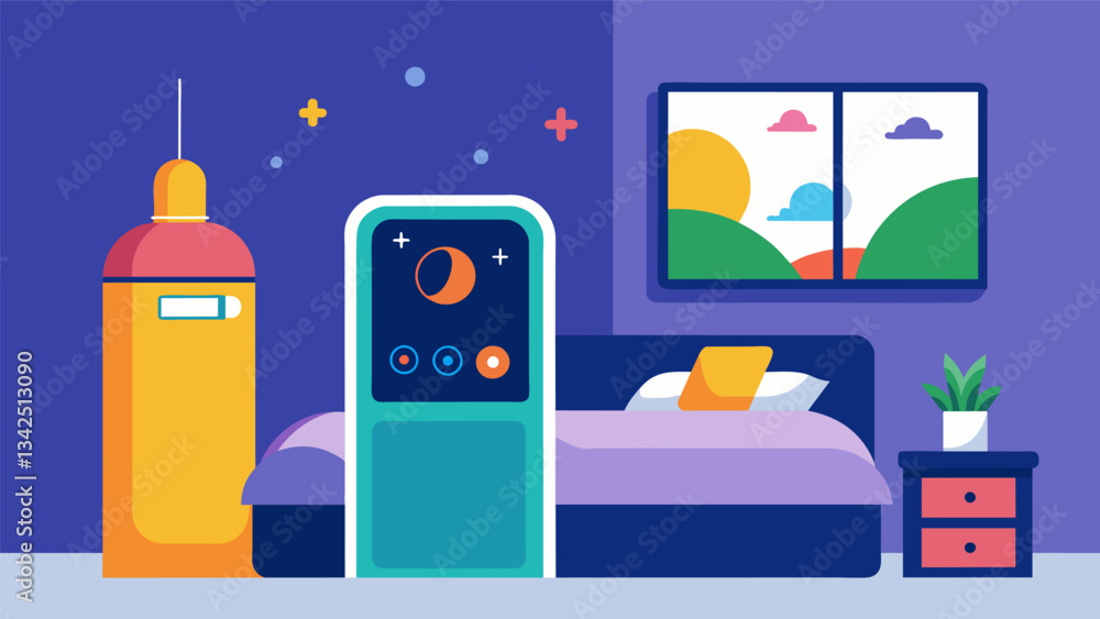 Poster a colorful sleep tracker next to a persons bed encouraging them to monitor their sleep patterns and 