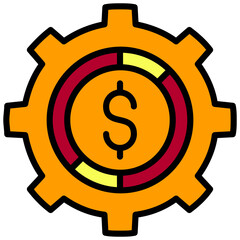 Dollar Gear Outline Flat Icon Style Icon, Business and Marketing Outline Flat Icon Style Icon