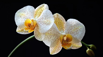 White and yellow orchid flower on a dark background, orchid, white, yellow, flower, bloom, petal, plant, tropical, exotic
