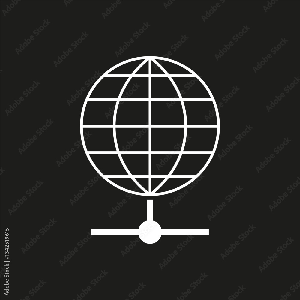 Poster global network symbol. minimalist white grid. black background concept. vector globe shape.