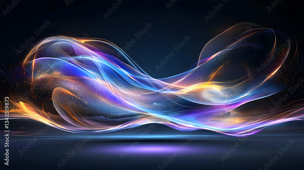 Poster colorful abstract waves of light creating a dynamic and ethereal visual experience
