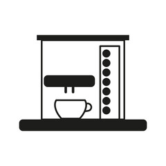 Coffee machine icon. Minimal black illustration. Simple modern design. Vector kitchen symbol.
