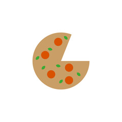 Pizza slice icon. Tasty fast food. Classic Italian meal. Vector illustration.