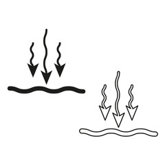 Obraz premium Heat emission icons. Wavy abstract arrows. Black and white symbols. Vector minimalist shapes.
