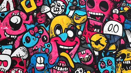 Fototapeta premium Colorful Urban Street Art: Bold, Bright Graffiti Mural Paintings