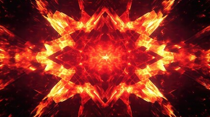 Abstract Fiery Orange And Red Geometric Pattern Backgrounds and Textures for Digital Design Uses and Inspiration for Graphic Arts and Illustrations with Vibrant Colors and Symmetrical Patterns that