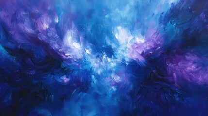 Obraz premium Abstract Cosmic Nebula Painting in Vibrant Blue and Purple Hues