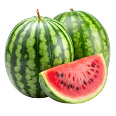 Watermelon fruit isolated on transparent background 