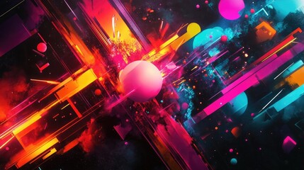 Fototapeta premium Abstract Geometric Composition with Vibrant Colors and Dynamic Shapes used in design background artwork and illustration for modern digital art style and pattern designs illustration for use in