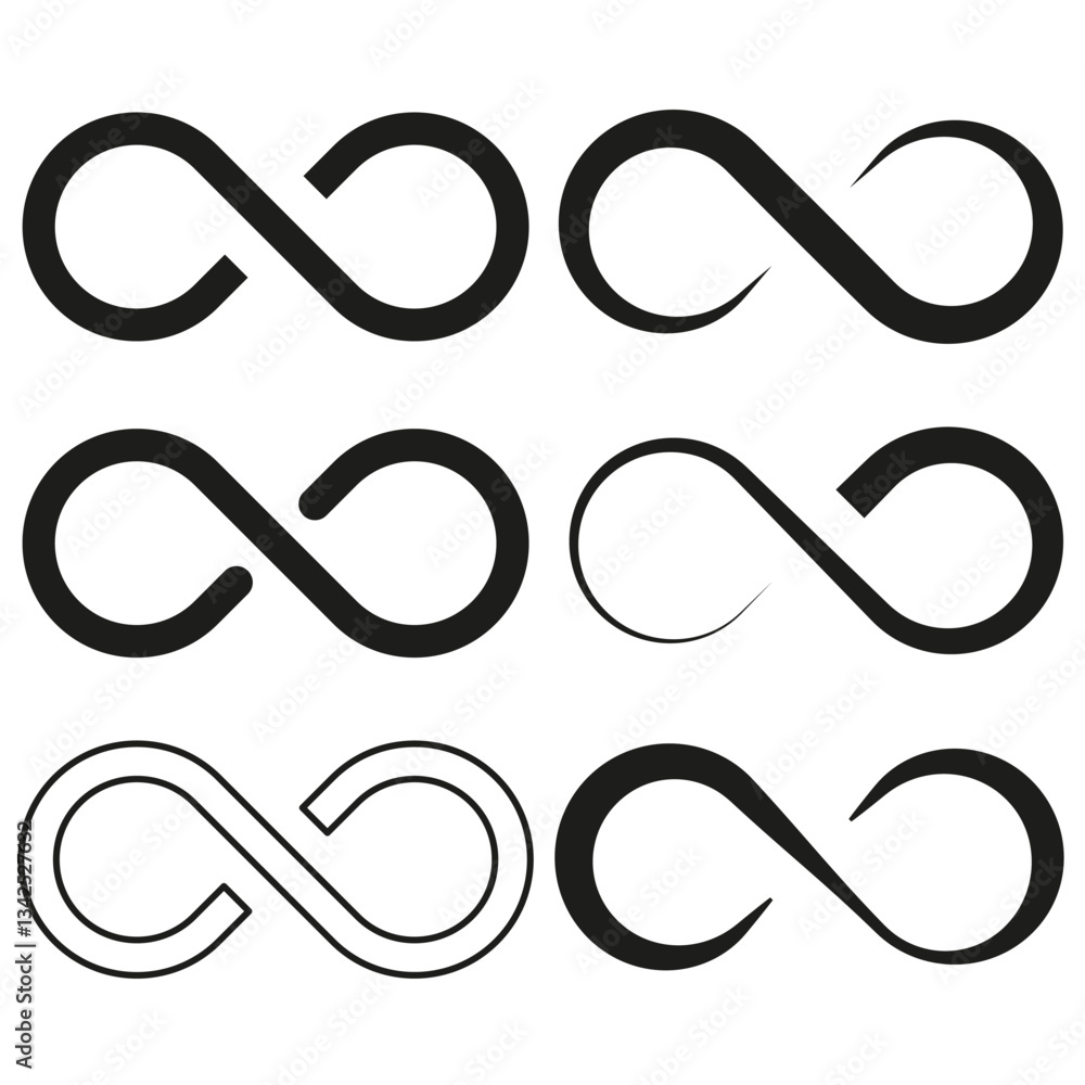 Poster infinity loop icon. minimal infinity shapes. abstract limitless design. vector variation.
