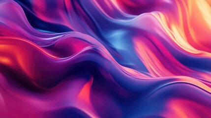 Obraz premium Abstract Colorful Fluid Waves Background. Vibrant Pink Purple Orange Blue Gradient Swirling Shiny Texture