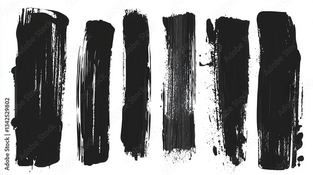 Poster set collection of abstract empty vector black brush stroke paint ink with rough edges grunge style d