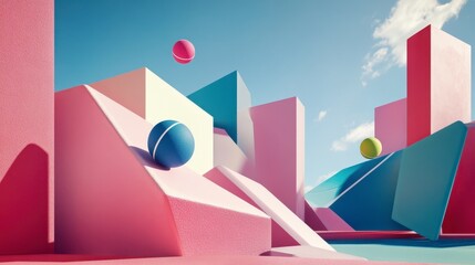 Obraz premium Colorful Geometric Landscape Design