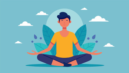 A person meditating to calm their mind and reduce impulsive thoughts and actions.. Vector illustration