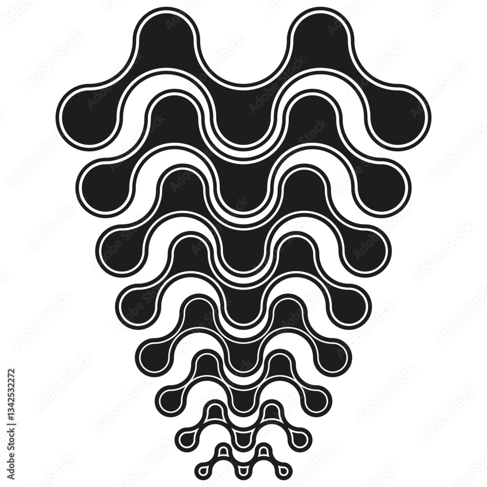 Aufkleber futuristic wave shape. abstract digital element. modern geometric pattern. vector illustration.