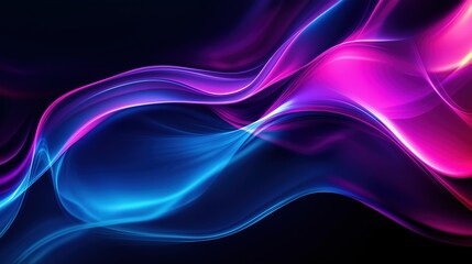 Naklejka premium Abstract blue and purple liquid wavy shapes futuristic banner. Glowing retro waves background