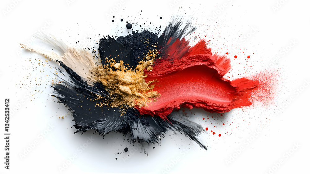 Aufkleber dynamic abstract composition of colorful paint strokes and splatter on white background