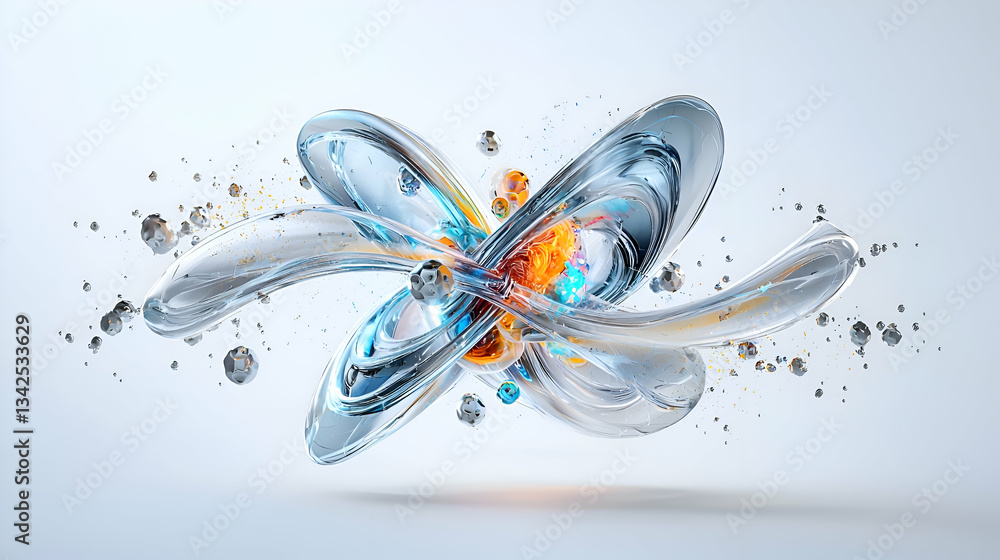 Poster dynamic abstract design of fluid shapes with colorful elements and energetic motion