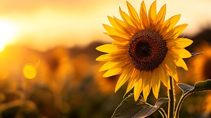 Obraz premium Vibrant Sunflower at Sunset