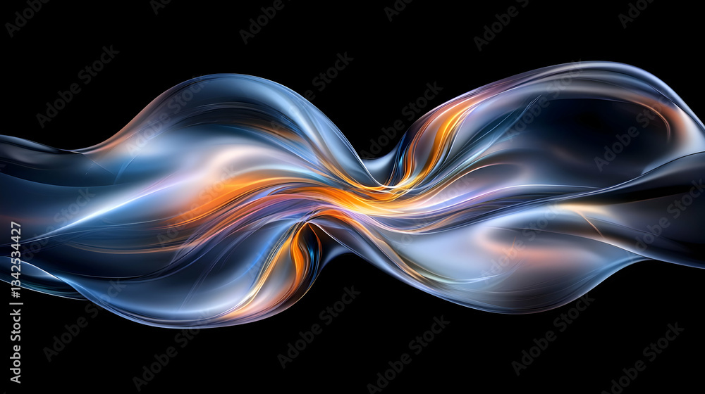 Poster dynamic abstract light waves in motion creating a colorful ethereal background design
