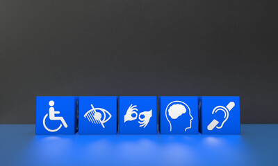 Disabled, Disability Signs, Icons are Visual Presentation - 3D Visual Design.