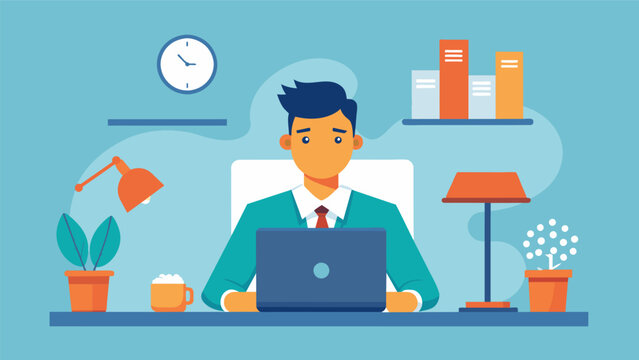 A busy working professional sitting at their desk overwhelmed and seeking guidance from a life coach to help them find clarity and balance in their life.. Vector illustration
