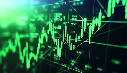 stock market graphs on screens