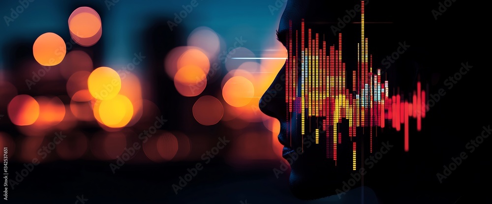 Poster voice data visualization abstract image