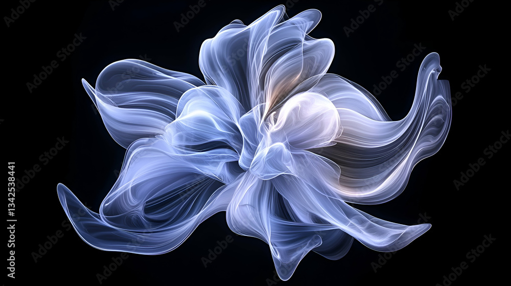 Poster elegant abstract composition of fluid waves and soft curves in ethereal color palette