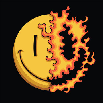 fire smiley face illustration