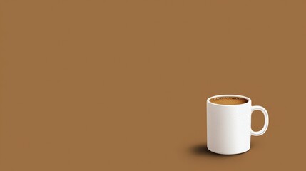 Speckled White Mug of Coffee on Brown Background