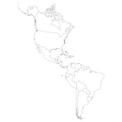 Obraz premium American continent map. Map of America continent in white plain color.
