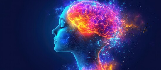 Radiant Mind Profile, Abstract Brain, Thoughtful Profile