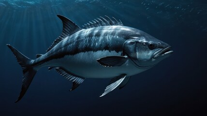 Fototapeta premium Large fish swimming in deep ocean
