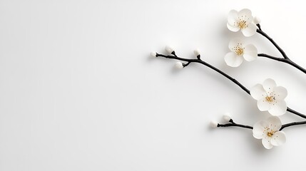 White Flowers Minimalist Background