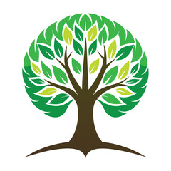 Obraz premium **** Solid Color Tree Logo in a Dynamic and Modern Illustration