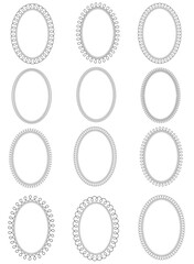 Whimsical Oval Loop Frames, Hand Drawn Doodle Borders for Greeting Cards, Card Making, Scrapbooking, Invitations, Wedding Invites, Christmas Cards. Black Vector Frames
