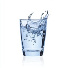 Splashing Water in Glass, Refreshing Liquid, Clear and Pure