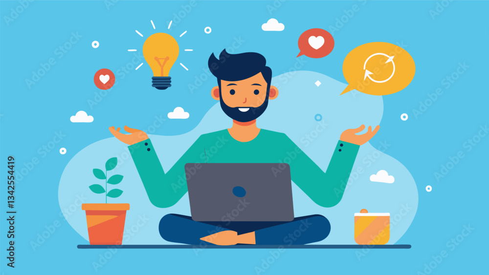 Poster a freelance writer taps on their fingers while brainstorming ideas using eft to enhance their creati