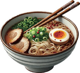 Simple Korean Ramen Vector Illustration on White Background