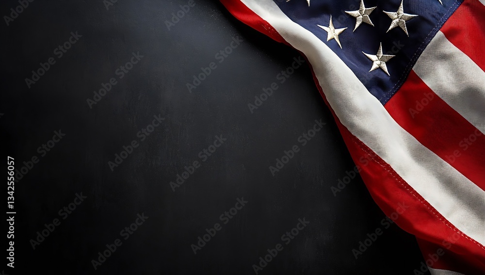 Leinwandbilder close-up of american flag showcasing detailed texture of stars and stripes against a dark backdrop f